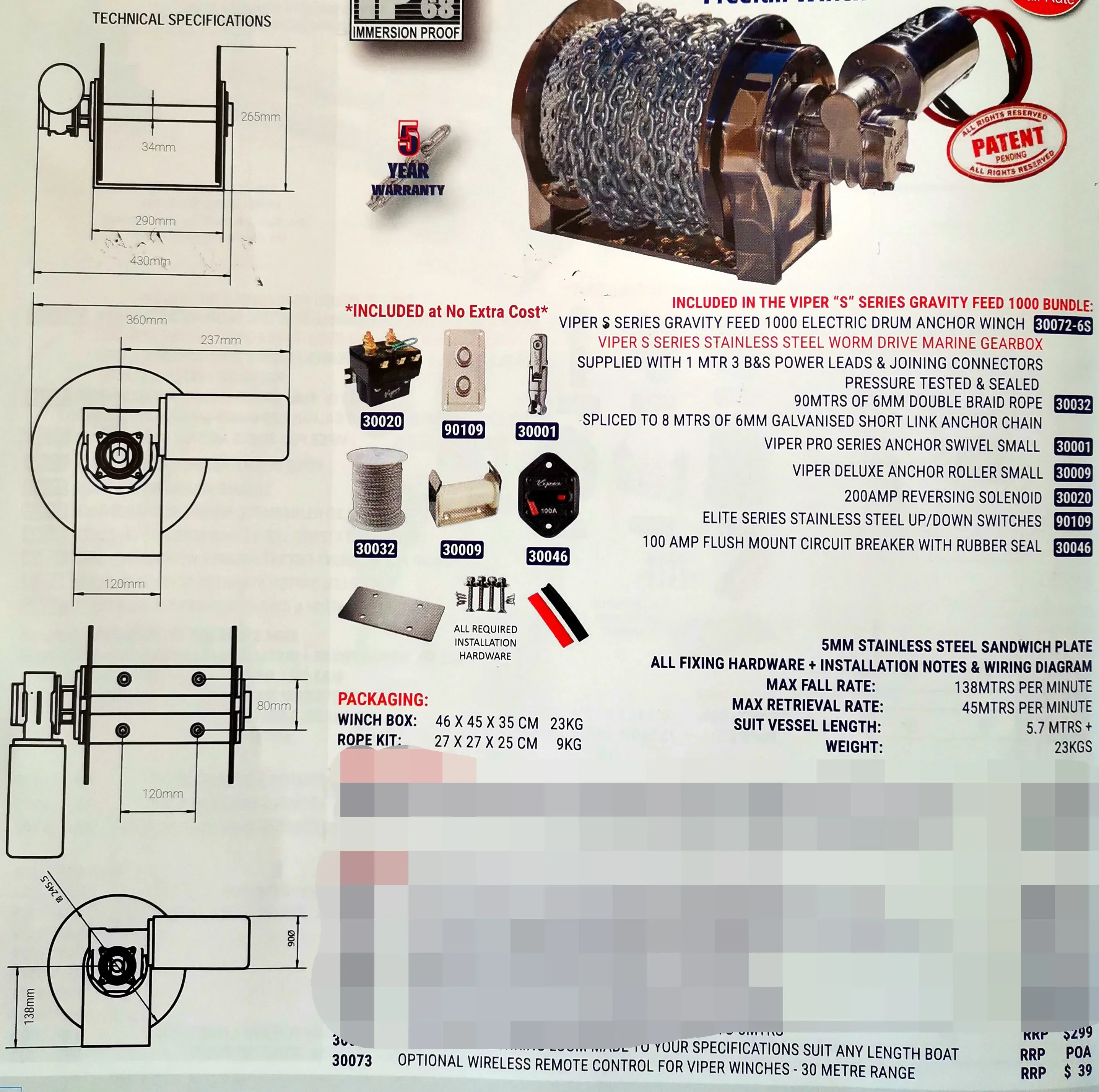 Marine Equipment 1000W 316 Sta - Fishing Boat Anchor Winch 리뷰 및 가격